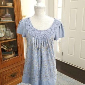 Style & Co Petite Blue/Lavender Sequined Top Size MP